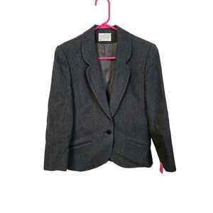 Miss Pendleton Vintage 100% Virgin Wool Blazer Charcoal Grey Made in USA Mens